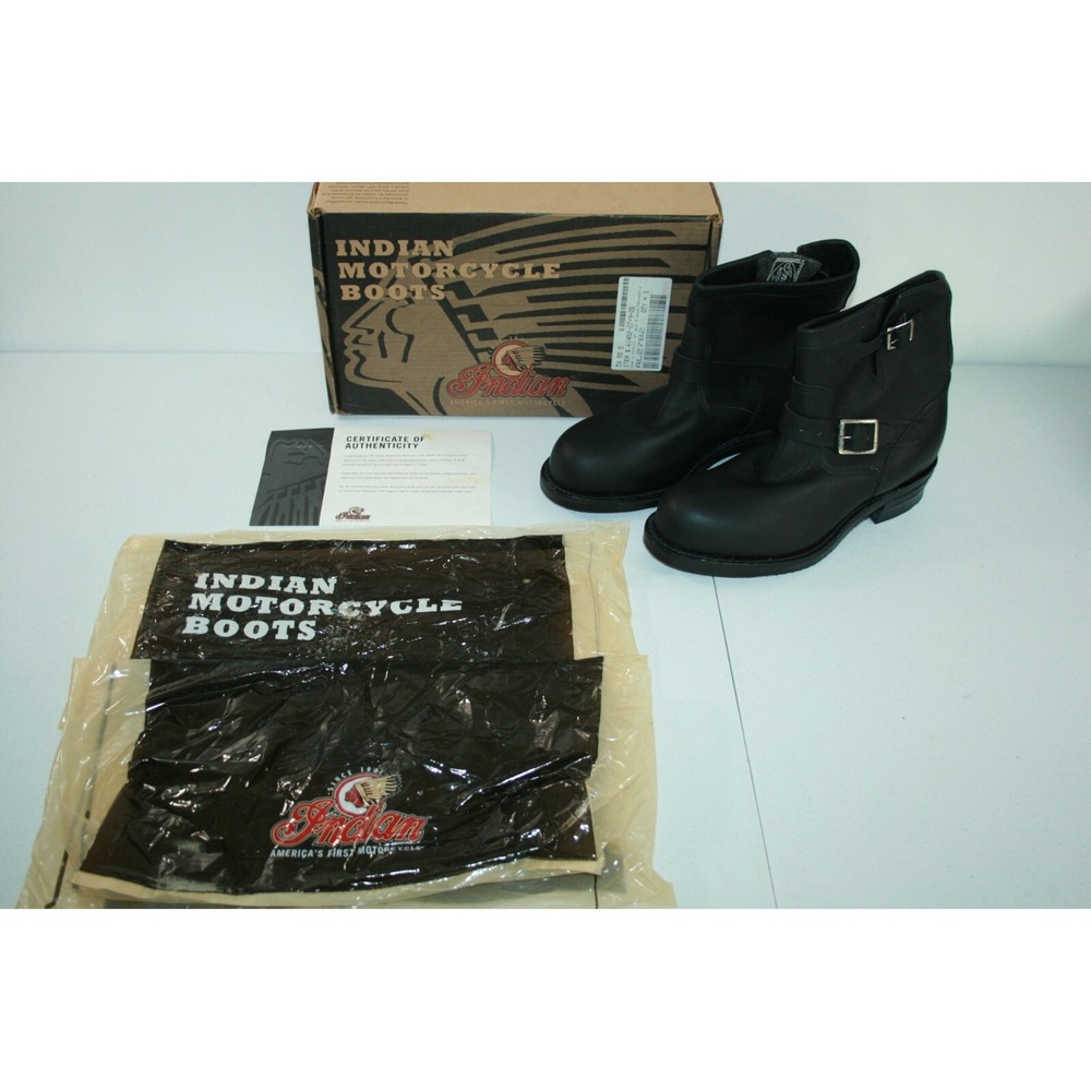 Genuine Indian Motorcycle Mens 7" Black Leather Riding Boots Size 9W NEW